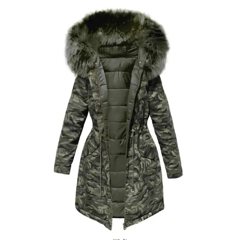 DOUDOUNE MILITAIRE FAUSSE FOURRURE FEMME