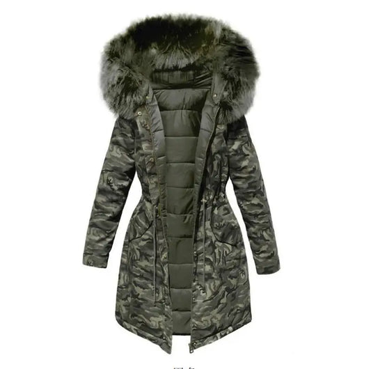 DOUDOUNE MILITAIRE FAUSSE FOURRURE FEMME