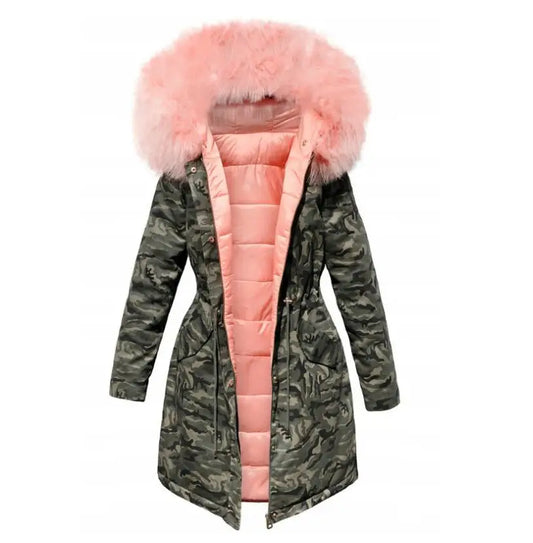 DOUDOUNE MILITAIRE FAUSSE FOURRURE FEMME