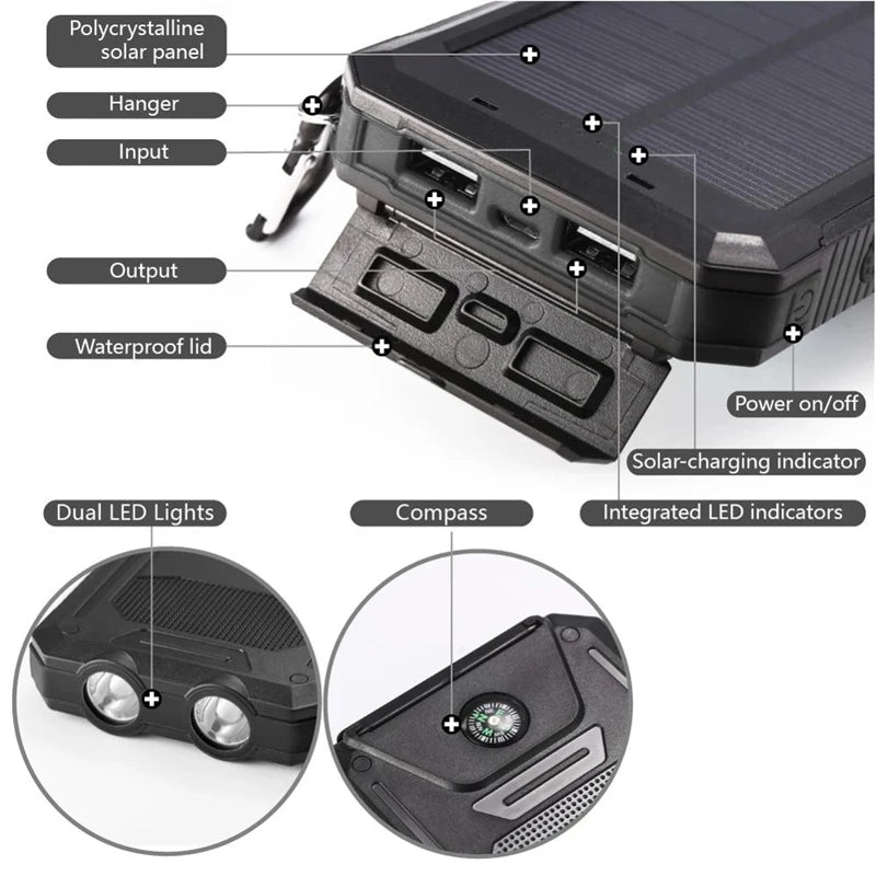 CHARGEUR SOLAIRE - CHARGEUR AVEC LAMPE D'ECLAIRAGE